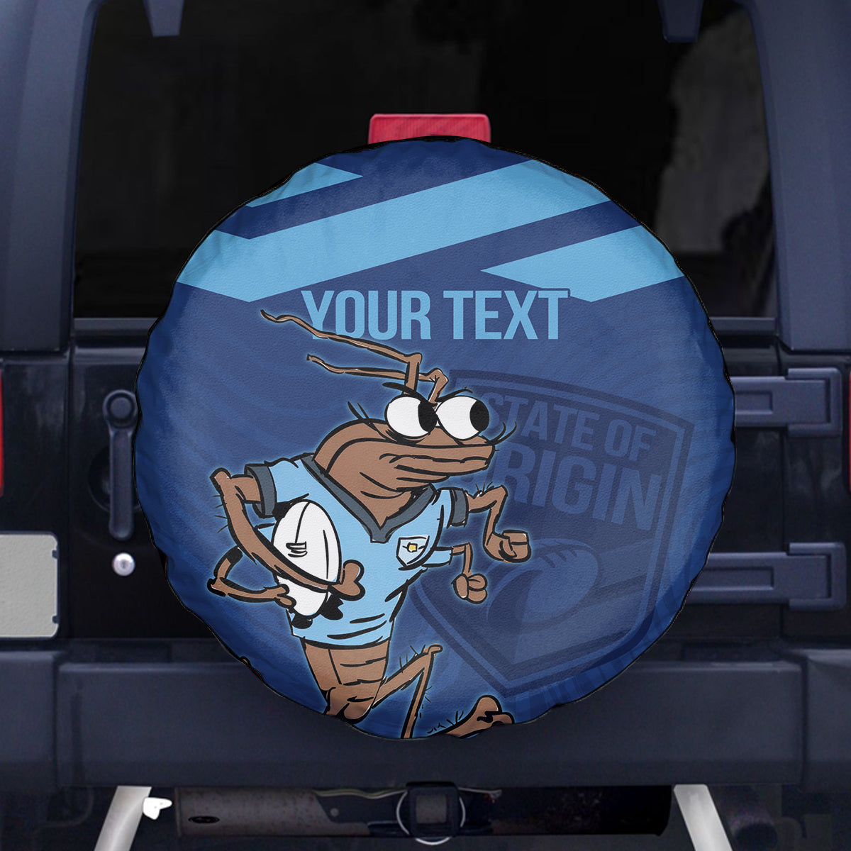 Custom New South Wales Rugby Spare Tire Cover Blues Cockroach Origin Sporty