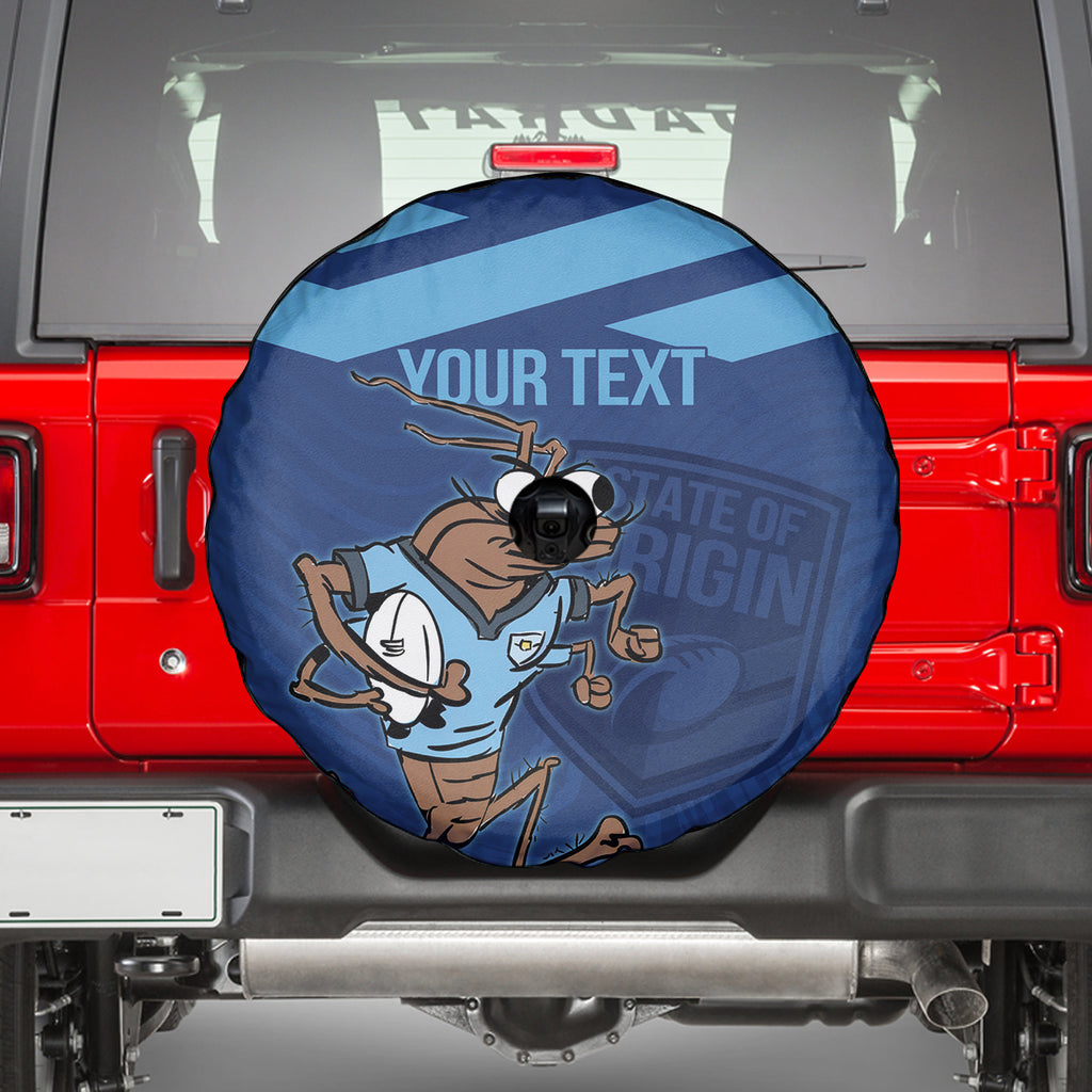 Custom New South Wales Rugby Spare Tire Cover Blues Cockroach Origin Sporty