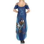 Custom New South Wales Rugby Summer Maxi Dress Blues Cockroach Origin Sporty