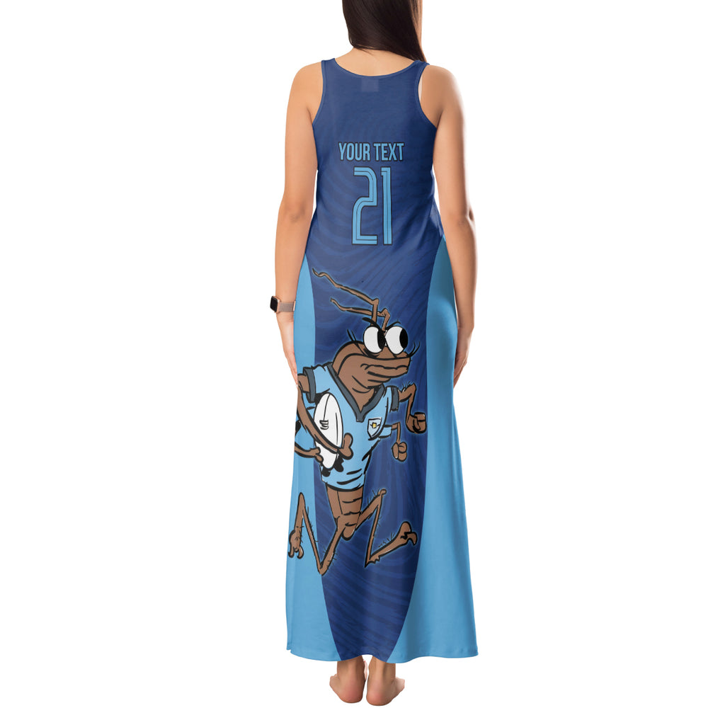 Custom New South Wales Rugby Tank Maxi Dress Blues Cockroach Origin Sporty