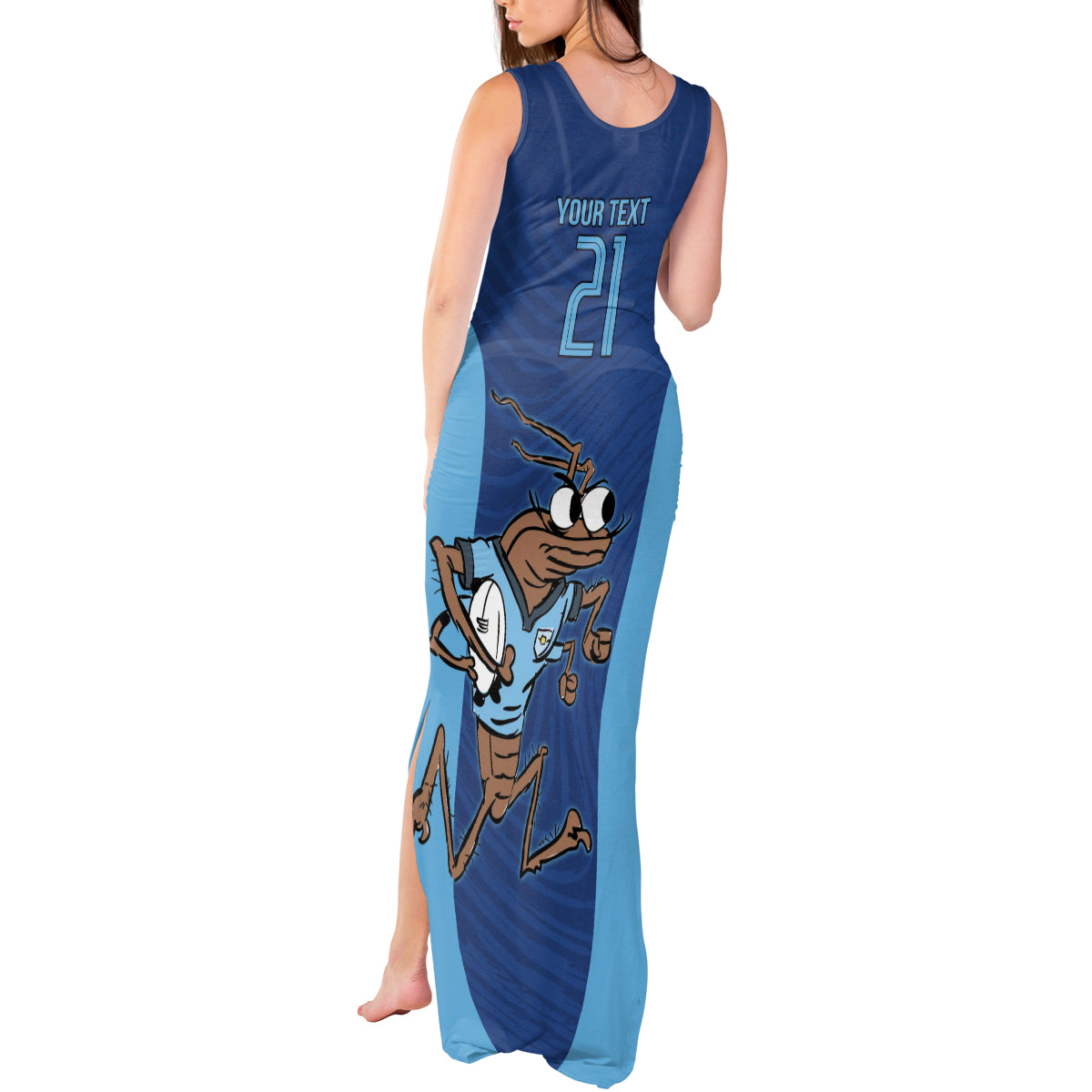 Custom New South Wales Rugby Tank Maxi Dress Blues Cockroach Origin Sporty