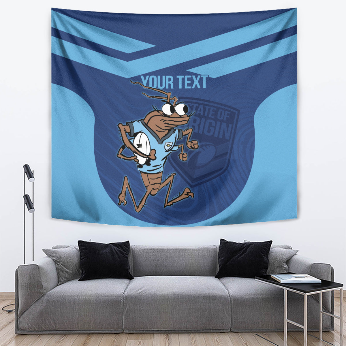 Custom New South Wales Rugby Tapestry Blues Cockroach Origin Sporty