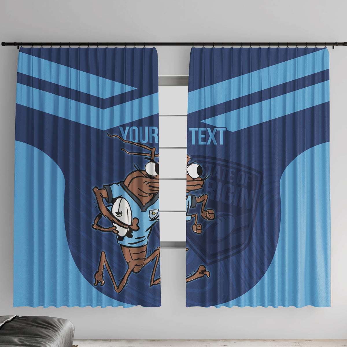 Custom New South Wales Rugby Window Curtain Blues Cockroach Origin Sporty