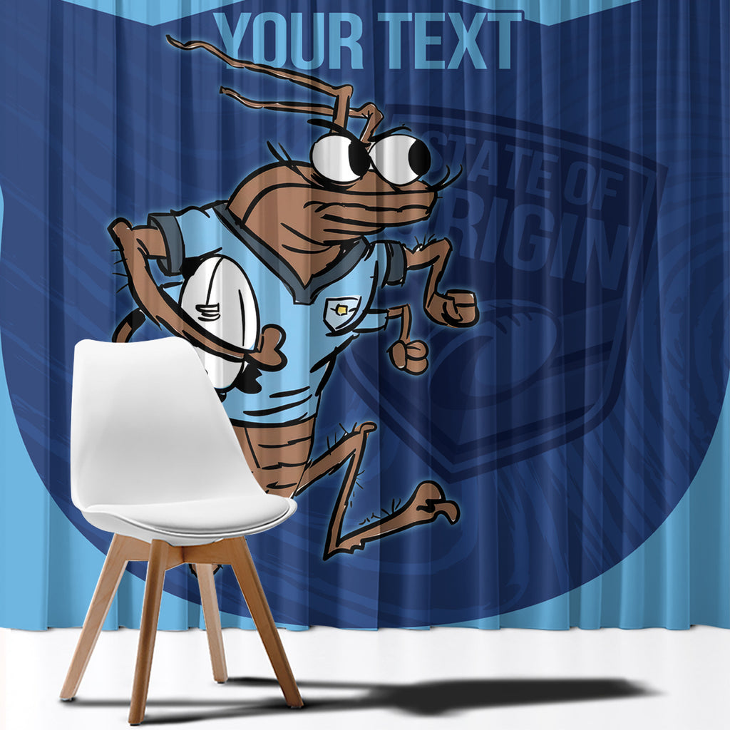 Custom New South Wales Rugby Window Curtain Blues Cockroach Origin Sporty