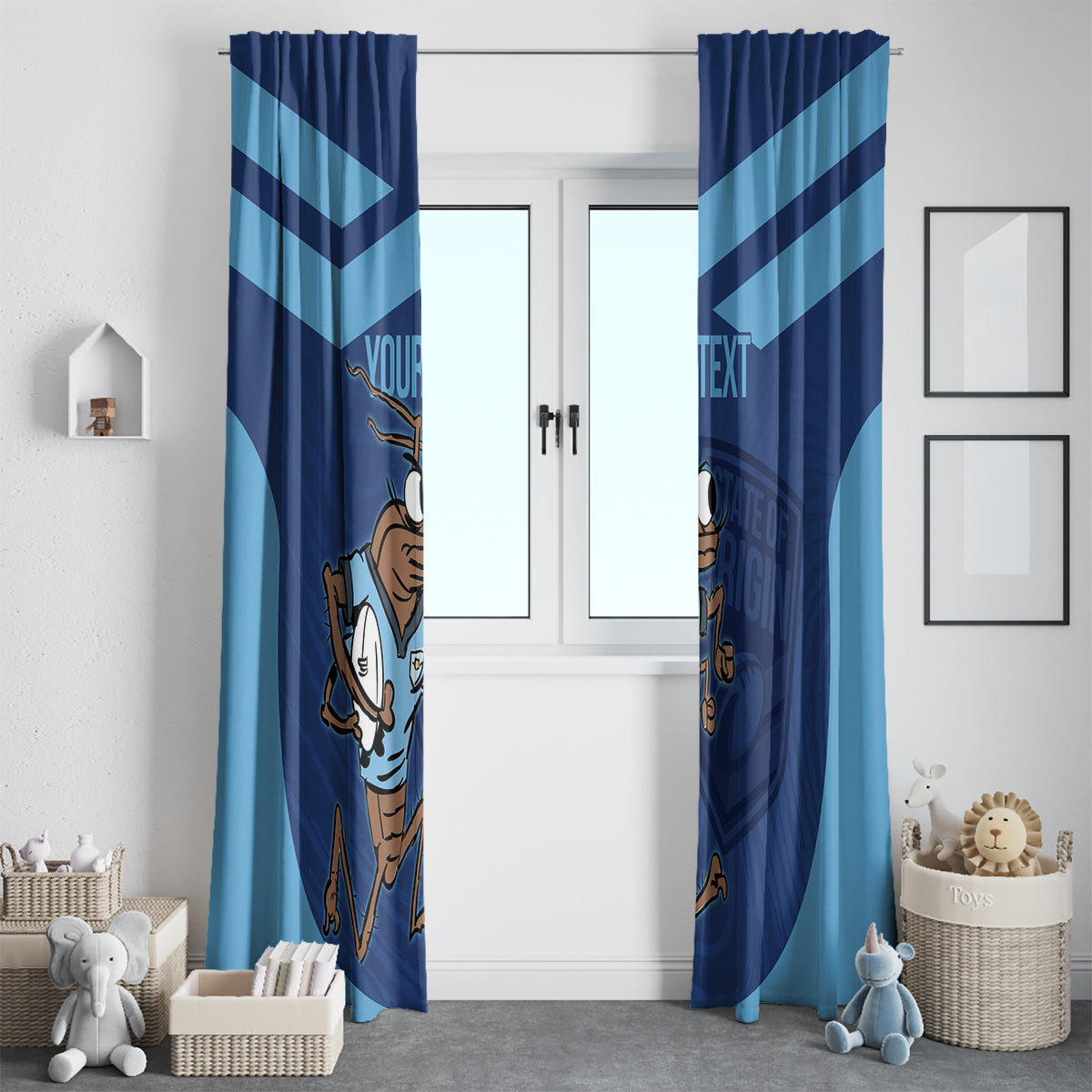 Custom New South Wales Rugby Window Curtain Blues Cockroach Origin Sporty