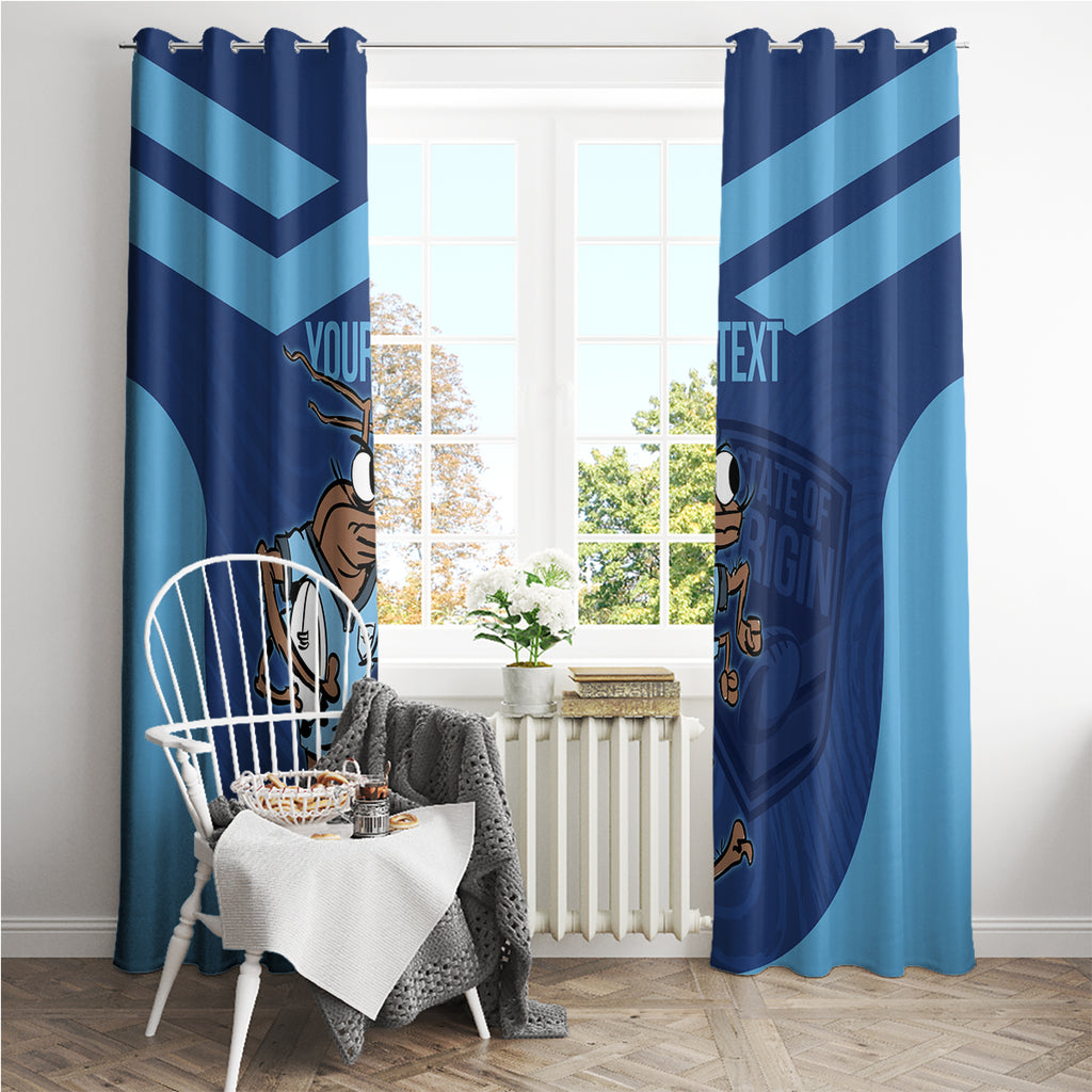 Custom New South Wales Rugby Window Curtain Blues Cockroach Origin Sporty