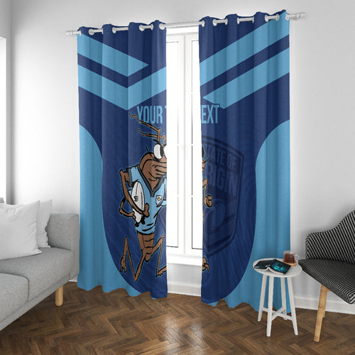 Custom New South Wales Rugby Window Curtain Blues Cockroach Origin Sporty