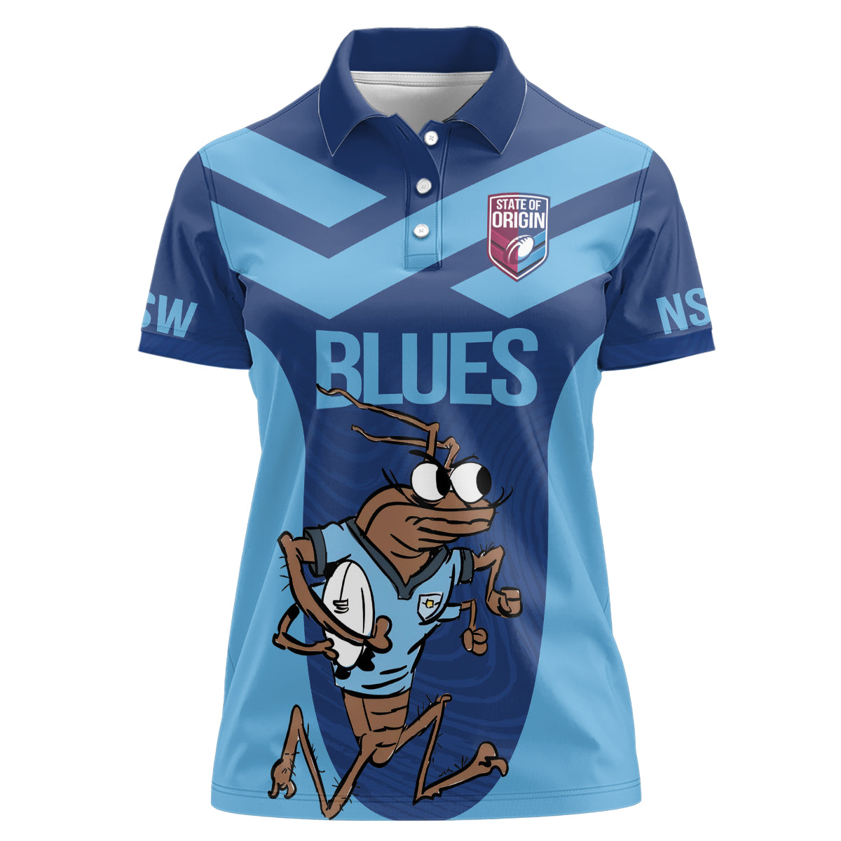 Custom New South Wales Rugby Women Polo Shirt Blues Cockroach Origin Sporty