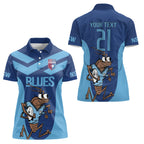 Custom New South Wales Rugby Women Polo Shirt Blues Cockroach Origin Sporty