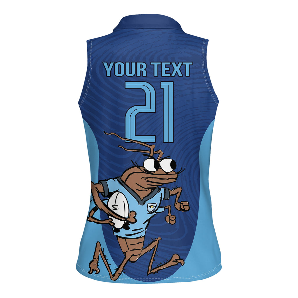 Custom New South Wales Rugby Women Sleeveless Polo Shirt Blues Cockroach Origin Sporty