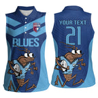 Custom New South Wales Rugby Women Sleeveless Polo Shirt Blues Cockroach Origin Sporty