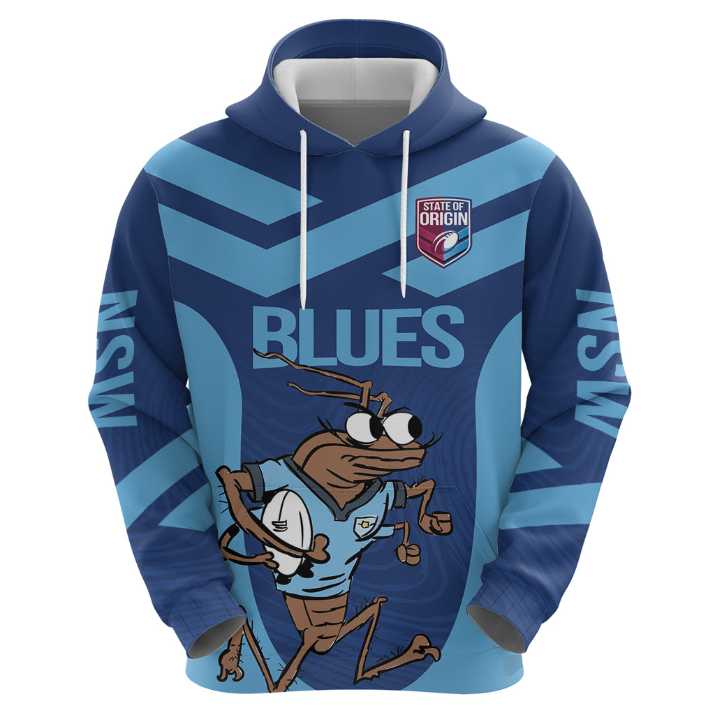 Custom New South Wales Rugby Zip Hoodie Blues Cockroach Origin Sporty