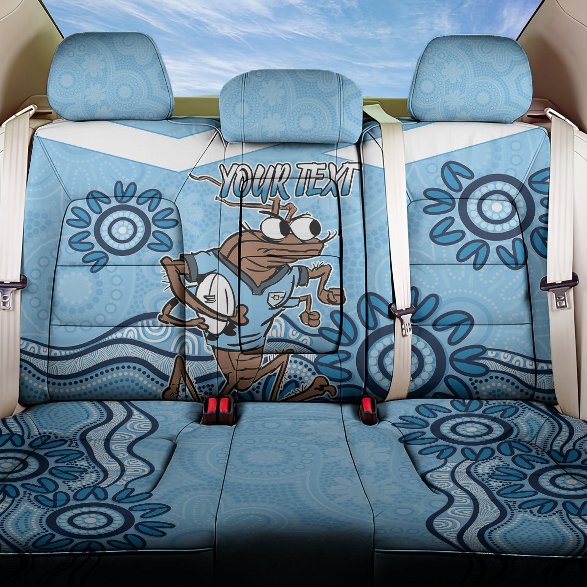 Custom NSW Blues Cockroach Blooded Aboriginal Inspired Back Car Seat Cover