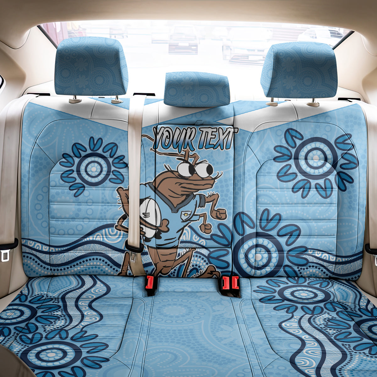 Custom NSW Blues Cockroach Blooded Aboriginal Inspired Back Car Seat Cover