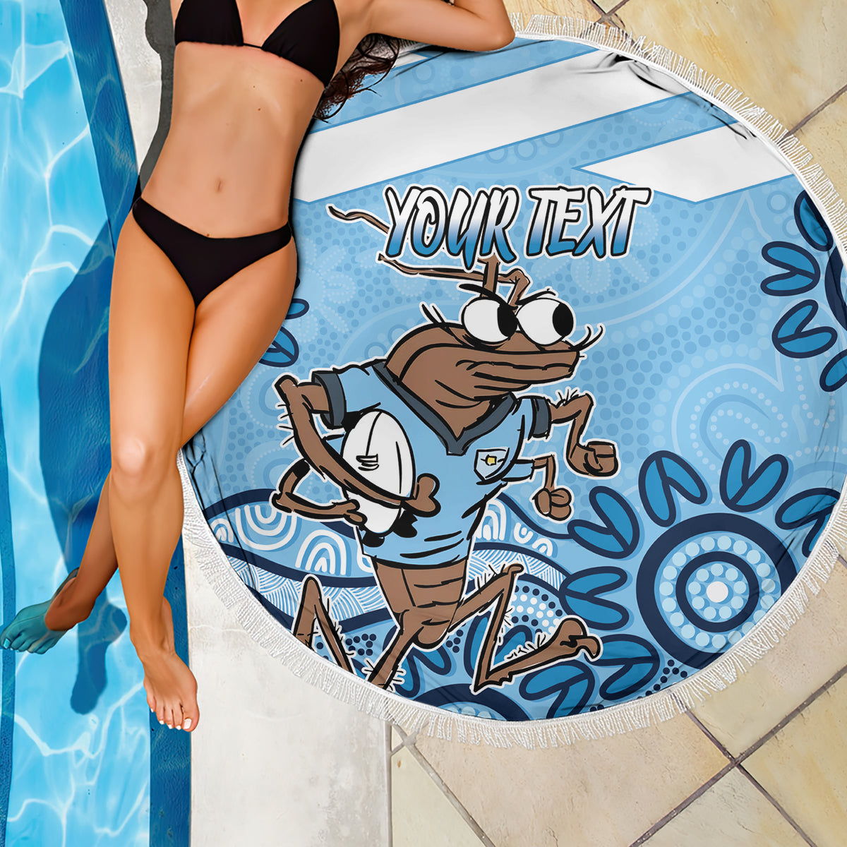 Custom NSW Blues Cockroach Blooded Aboriginal Inspired Beach Blanket