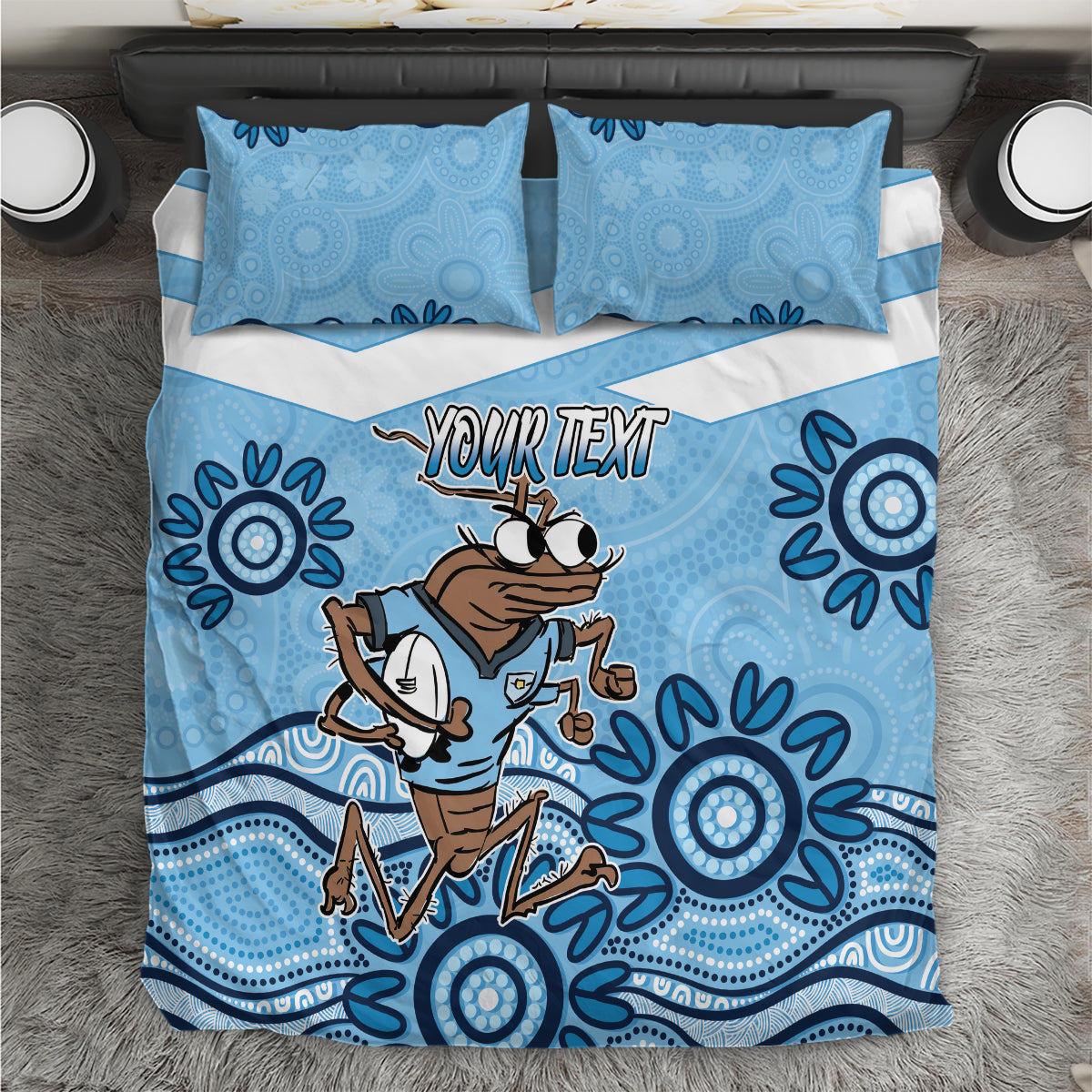 Custom NSW Blues Cockroach Blooded Aboriginal Inspired Bedding Set