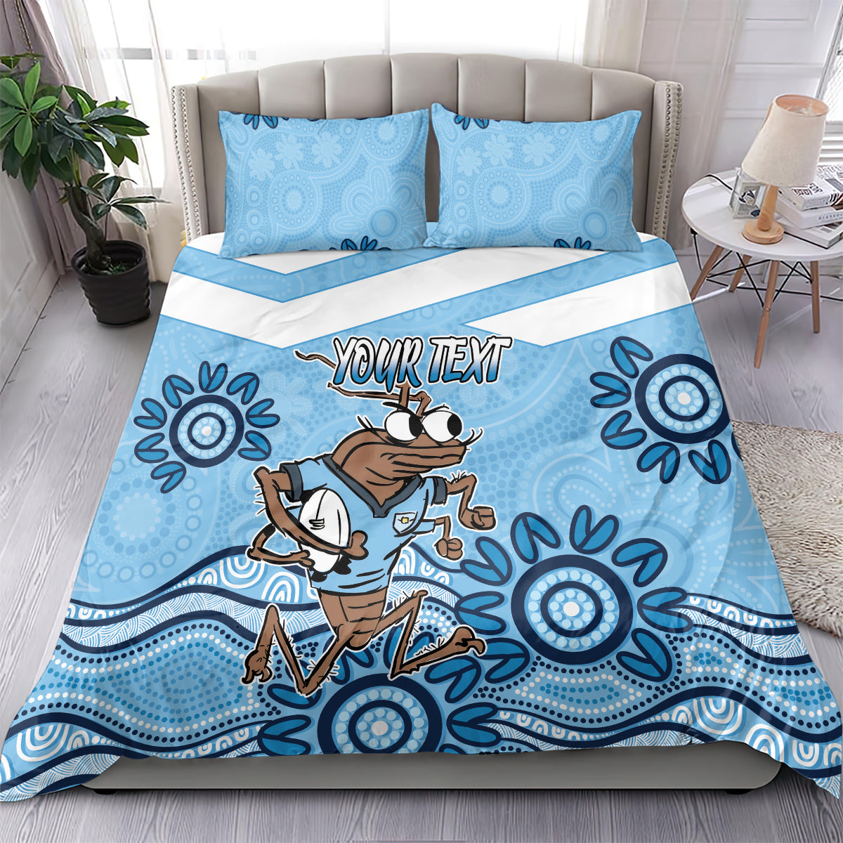 Custom NSW Blues Cockroach Blooded Aboriginal Inspired Bedding Set