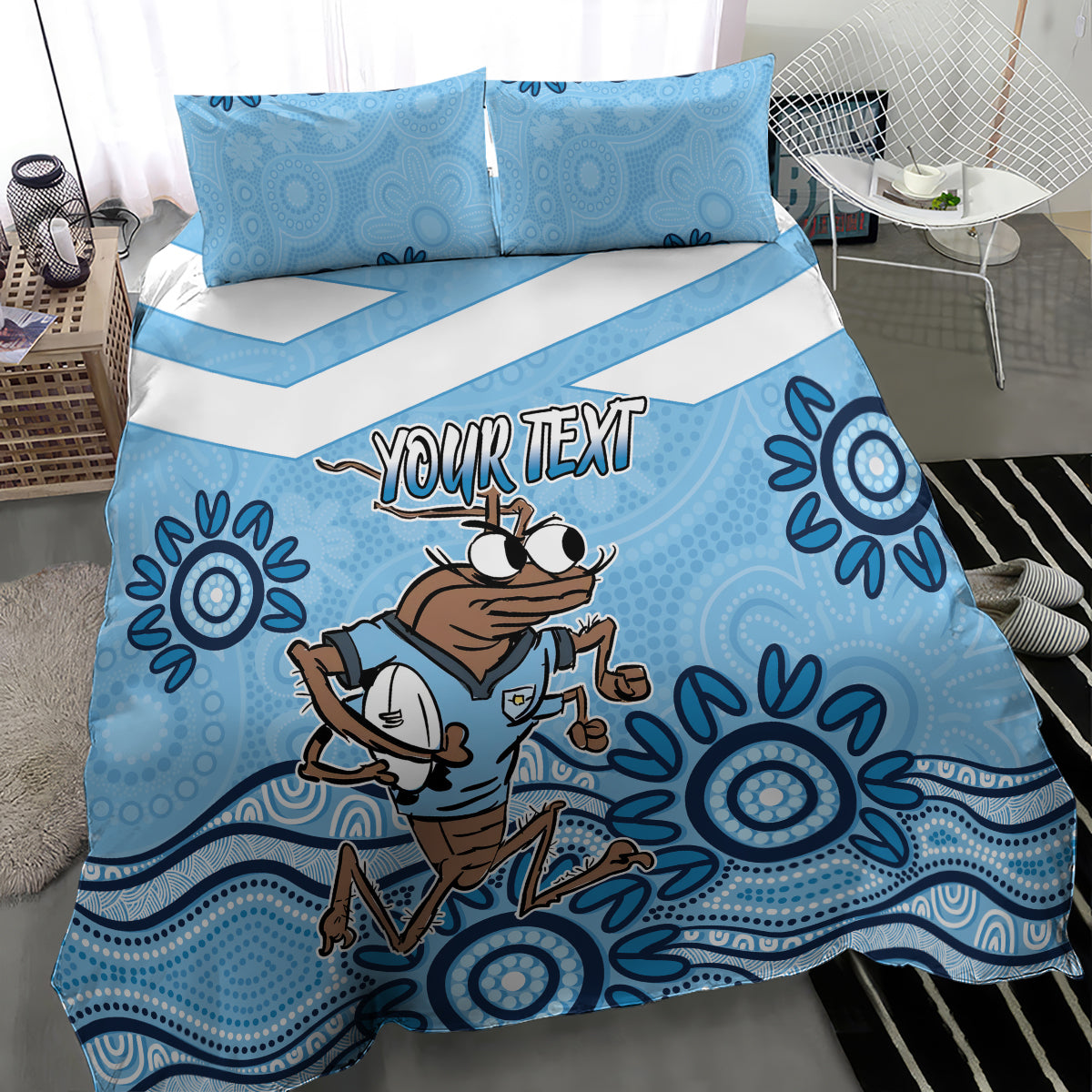 Custom NSW Blues Cockroach Blooded Aboriginal Inspired Bedding Set