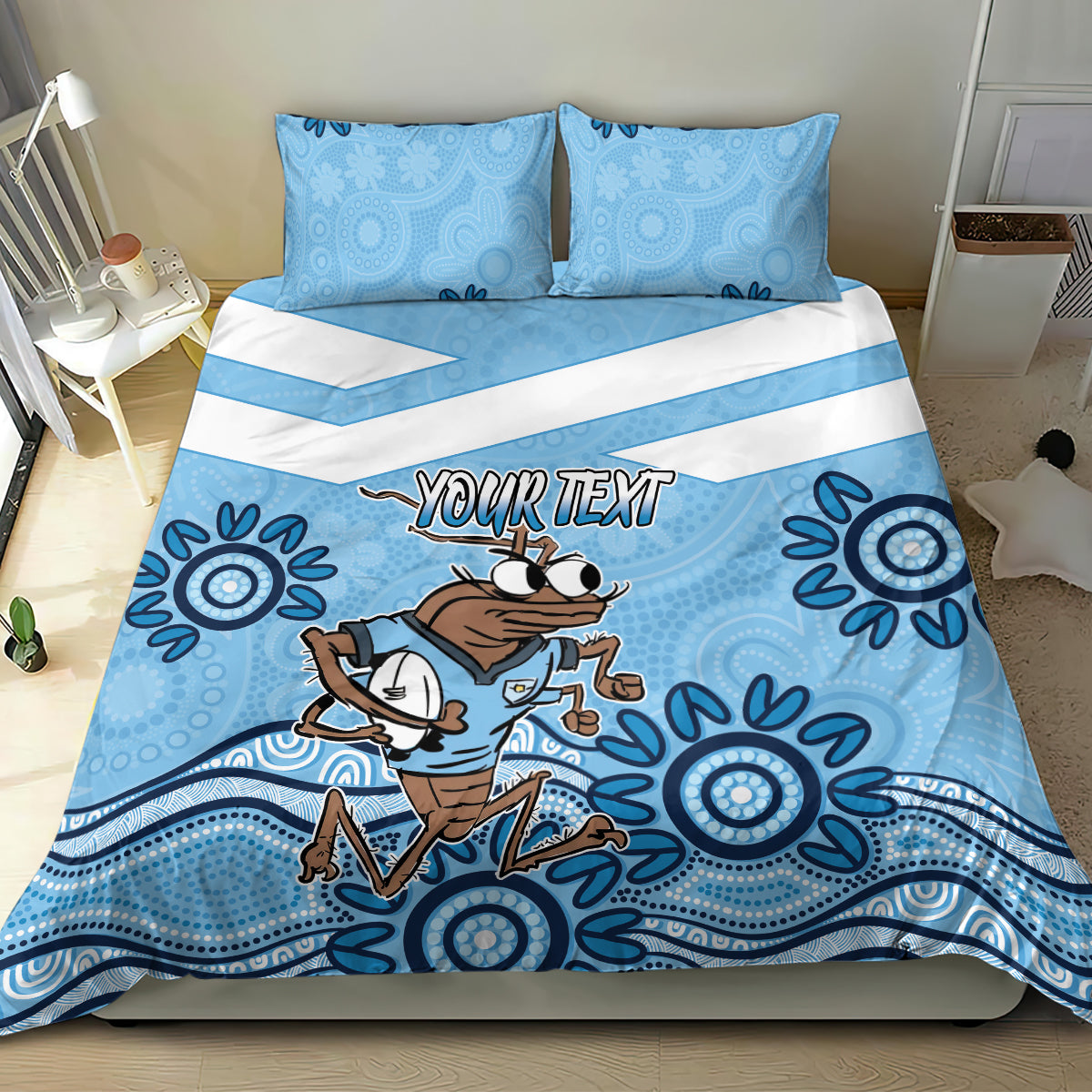 Custom NSW Blues Cockroach Blooded Aboriginal Inspired Bedding Set