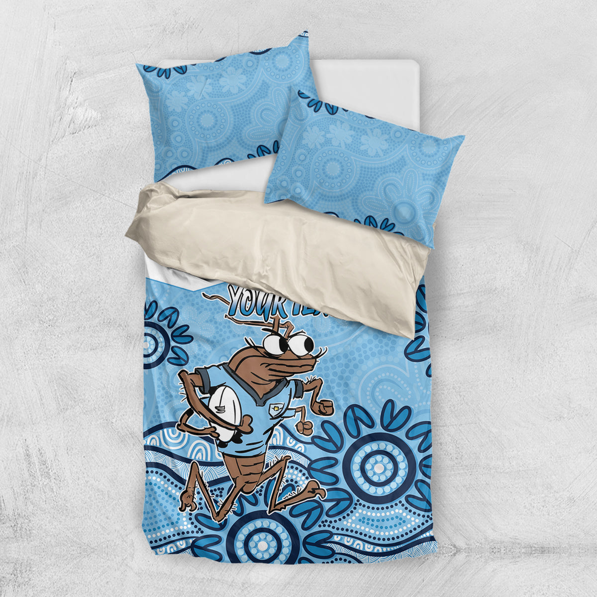 Custom NSW Blues Cockroach Blooded Aboriginal Inspired Bedding Set