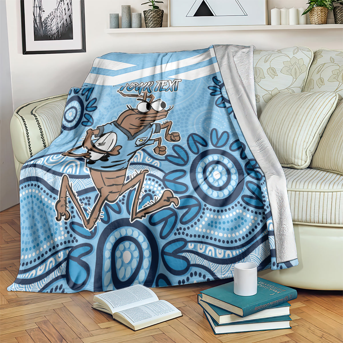 Custom NSW Blues Cockroach Blooded Aboriginal Inspired Blanket