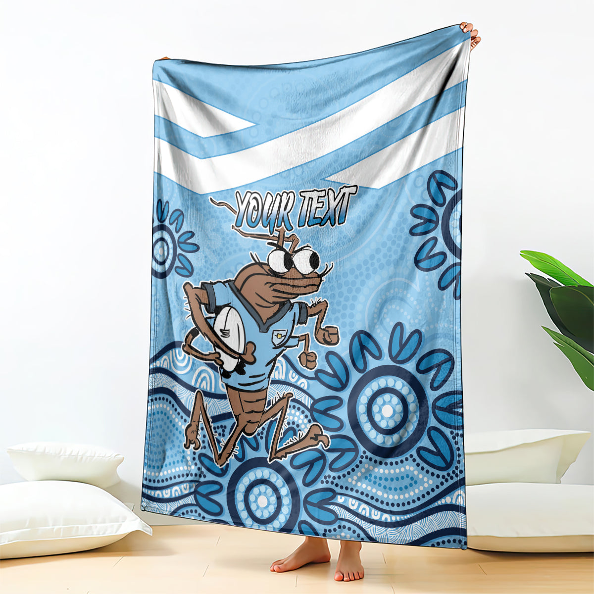 Custom NSW Blues Cockroach Blooded Aboriginal Inspired Blanket