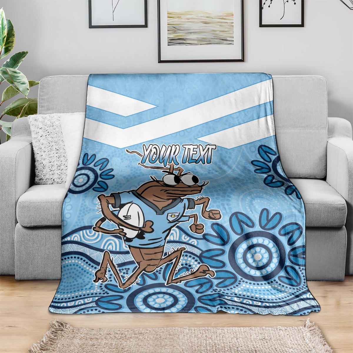 Custom NSW Blues Cockroach Blooded Aboriginal Inspired Blanket