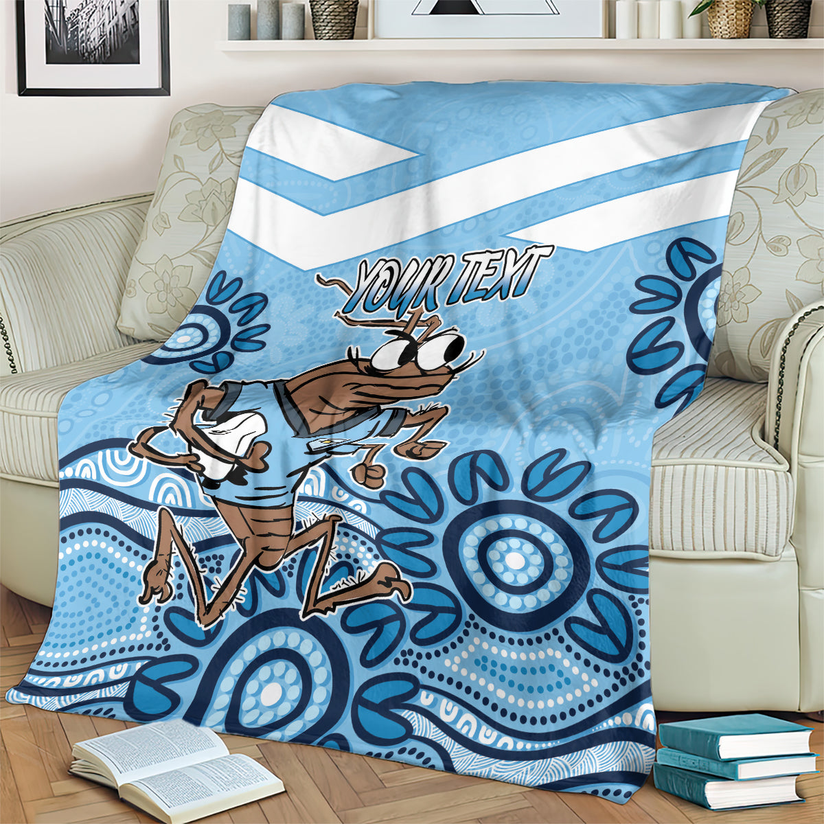 Custom NSW Blues Cockroach Blooded Aboriginal Inspired Blanket