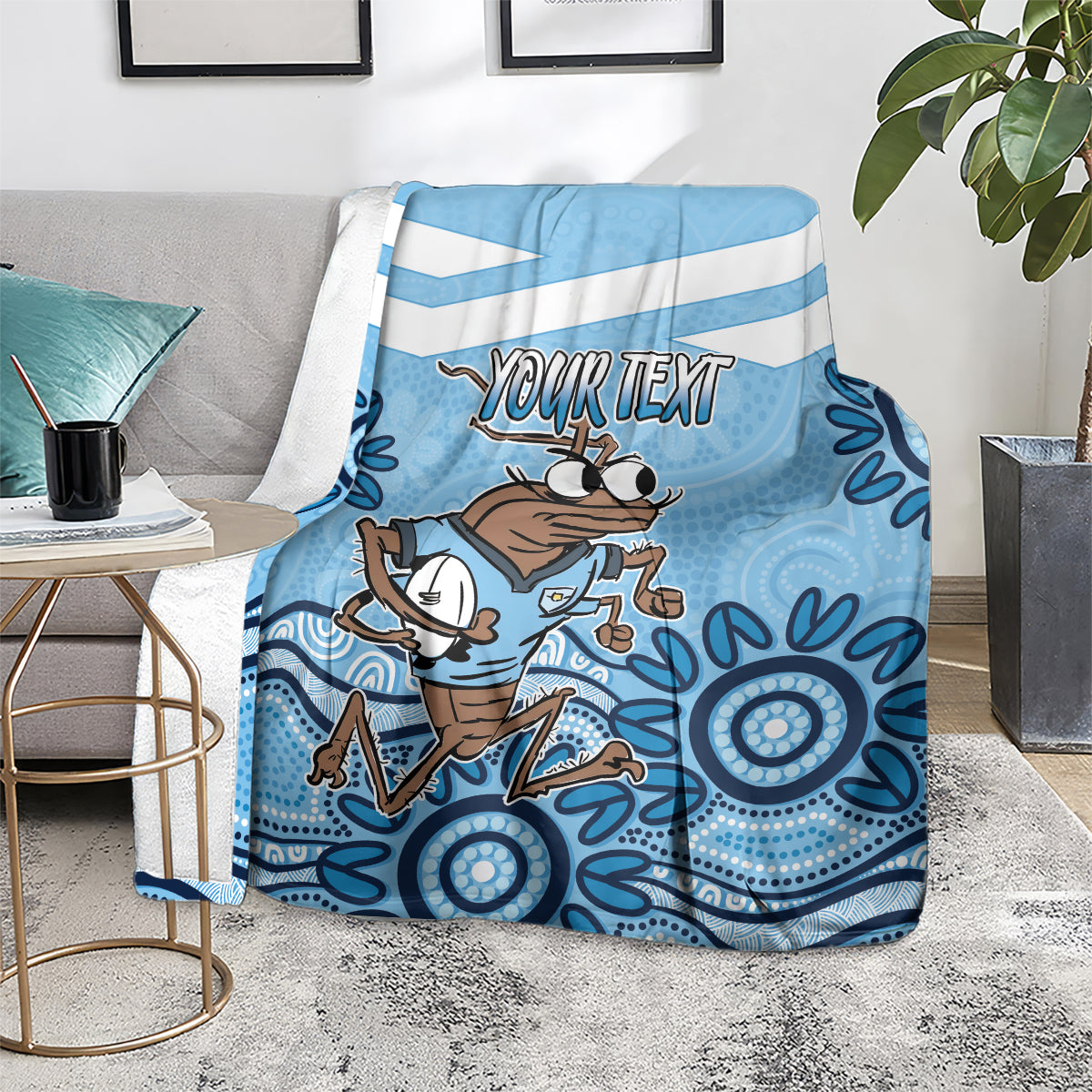 Custom NSW Blues Cockroach Blooded Aboriginal Inspired Blanket