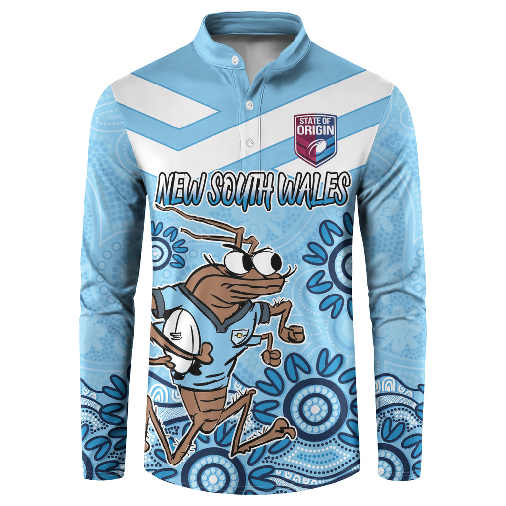 Custom NSW Blues Cockroach Blooded Aboriginal Inspired Button Sweatshirt