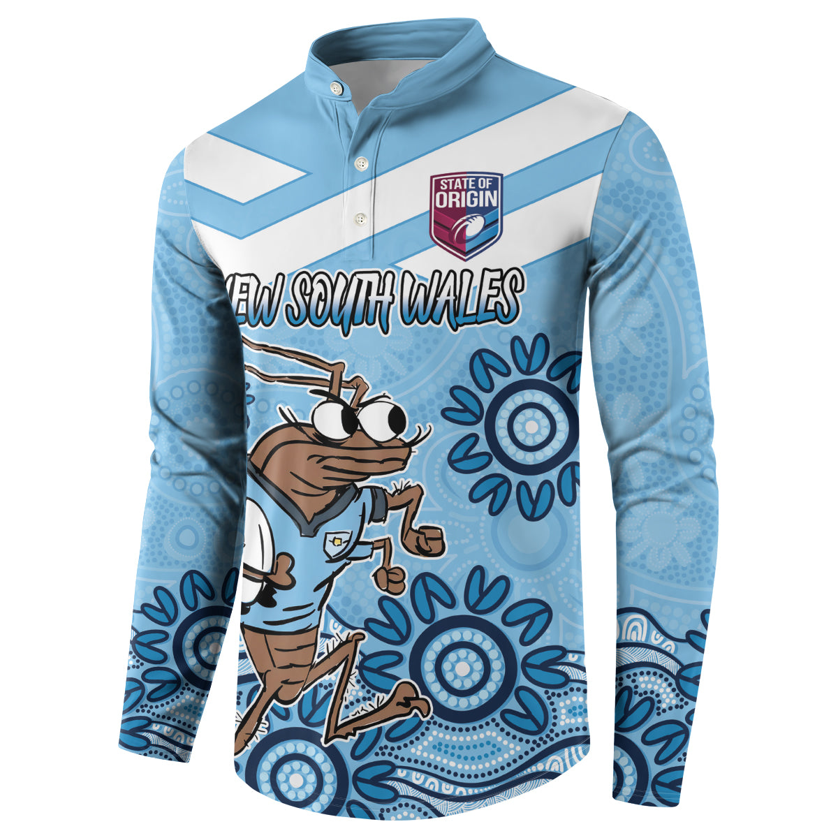 Custom NSW Blues Cockroach Blooded Aboriginal Inspired Button Sweatshirt