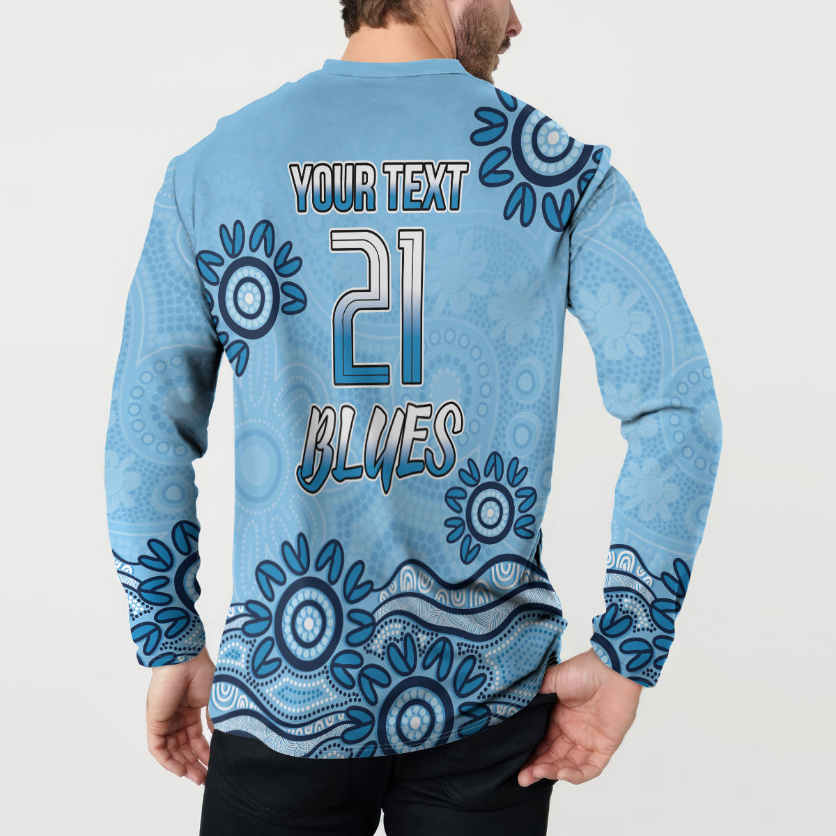 Custom NSW Blues Cockroach Blooded Aboriginal Inspired Button Sweatshirt