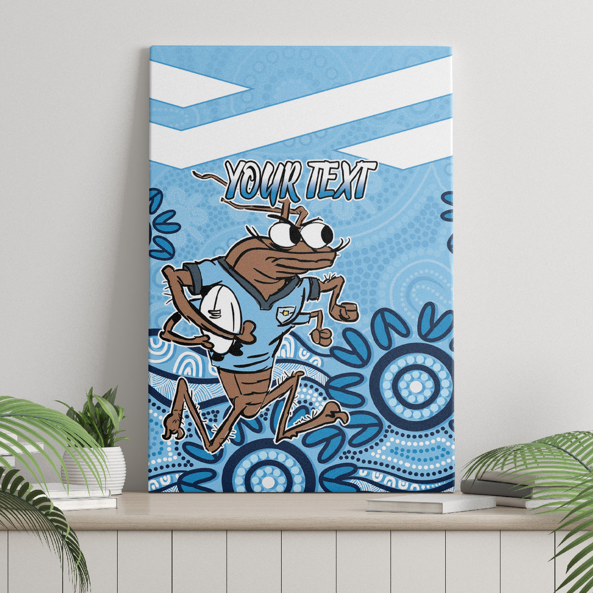 Custom NSW Blues Cockroach Blooded Aboriginal Inspired Canvas Wall Art