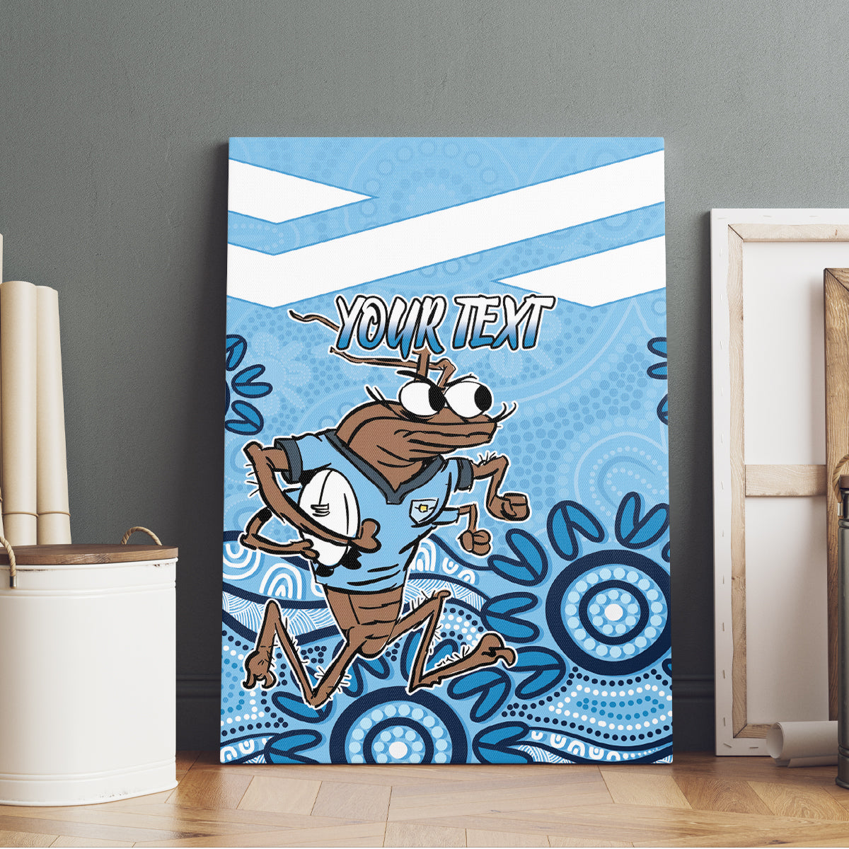 Custom NSW Blues Cockroach Blooded Aboriginal Inspired Canvas Wall Art
