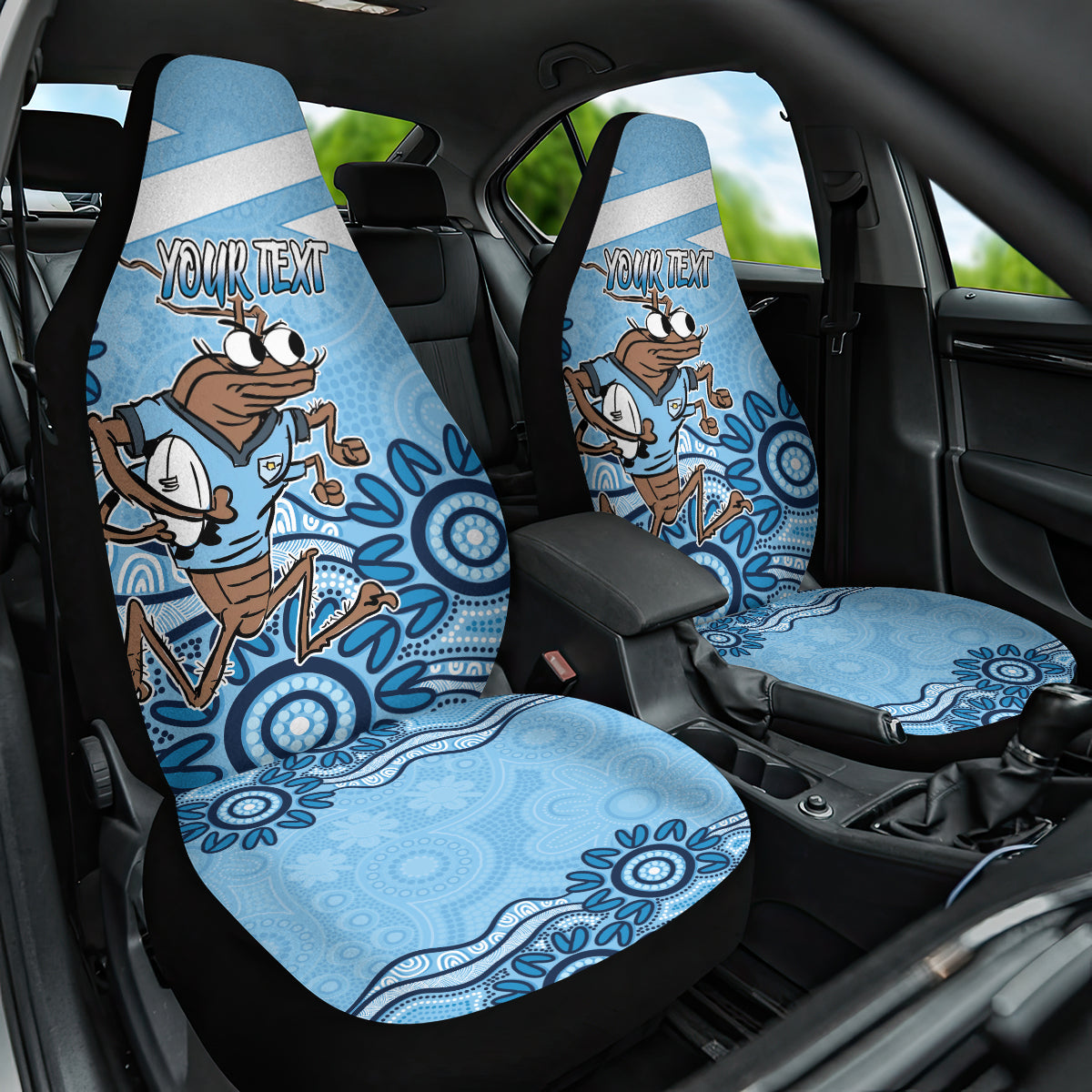 Custom NSW Blues Cockroach Blooded Aboriginal Inspired Car Seat Cover