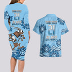 Custom NSW Blues Cockroach Blooded Aboriginal Inspired Couples Matching Long Sleeve Bodycon Dress and Hawaiian Shirt