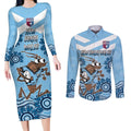 Custom NSW Blues Cockroach Blooded Aboriginal Inspired Couples Matching Long Sleeve Bodycon Dress and Long Sleeve Button Shirt