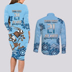 Custom NSW Blues Cockroach Blooded Aboriginal Inspired Couples Matching Long Sleeve Bodycon Dress and Long Sleeve Button Shirt