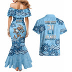 Custom NSW Blues Cockroach Blooded Aboriginal Inspired Couples Matching Mermaid Dress and Hawaiian Shirt