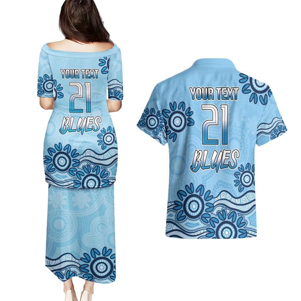 Custom NSW Blues Cockroach Blooded Aboriginal Inspired Couples Matching Puletasi and Hawaiian Shirt