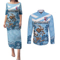 Custom NSW Blues Cockroach Blooded Aboriginal Inspired Couples Matching Puletasi and Long Sleeve Button Shirt