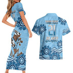 Custom NSW Blues Cockroach Blooded Aboriginal Inspired Couples Matching Short Sleeve Bodycon Dress and Hawaiian Shirt
