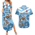 Custom NSW Blues Cockroach Blooded Aboriginal Inspired Couples Matching Summer Maxi Dress and Hawaiian Shirt
