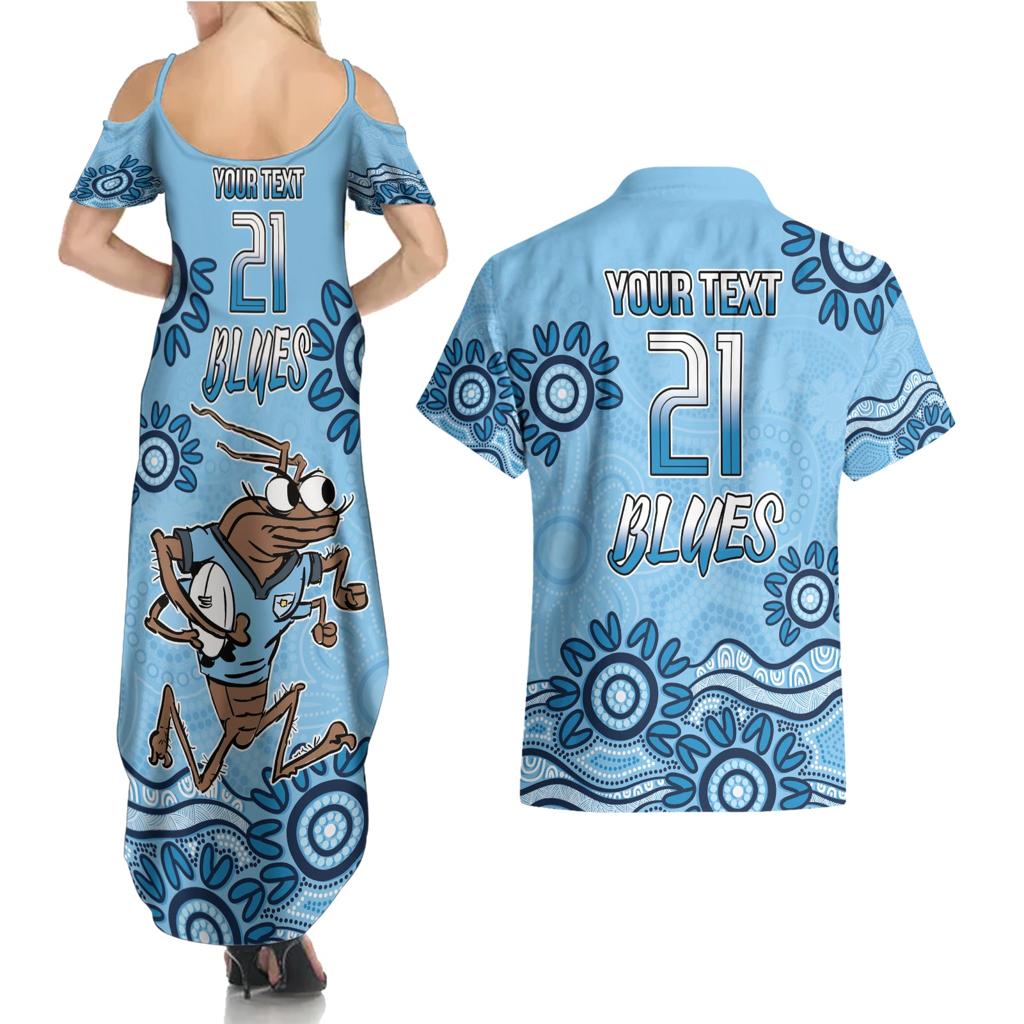 Custom NSW Blues Cockroach Blooded Aboriginal Inspired Couples Matching Summer Maxi Dress and Hawaiian Shirt