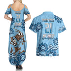 Custom NSW Blues Cockroach Blooded Aboriginal Inspired Couples Matching Summer Maxi Dress and Hawaiian Shirt