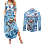 Custom NSW Blues Cockroach Blooded Aboriginal Inspired Couples Matching Summer Maxi Dress and Long Sleeve Button Shirt