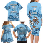 Custom NSW Blues Cockroach Blooded Aboriginal Inspired Family Matching Long Sleeve Bodycon Dress and Hawaiian Shirt