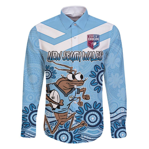Custom NSW Blues Cockroach Blooded Aboriginal Inspired Family Matching Long Sleeve Bodycon Dress and Hawaiian Shirt