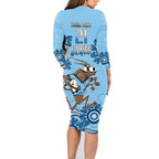 Custom NSW Blues Cockroach Blooded Aboriginal Inspired Family Matching Long Sleeve Bodycon Dress and Hawaiian Shirt