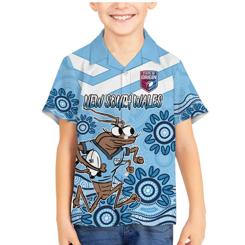 Custom NSW Blues Cockroach Blooded Aboriginal Inspired Family Matching Mermaid Dress and Hawaiian Shirt